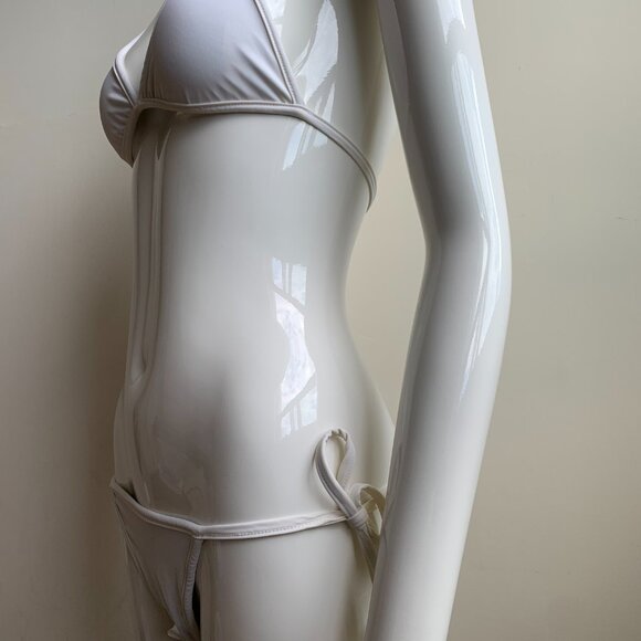 Aaron Chang blue reversible plumeria bikini triangle top tie side - Picture 10 of 12